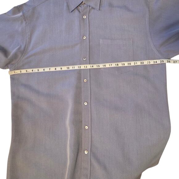 Bugatchi Dress Shirt Button-down Heavy Weight Subtle Stripe, sz XXL Blue - Picture 5 of 8